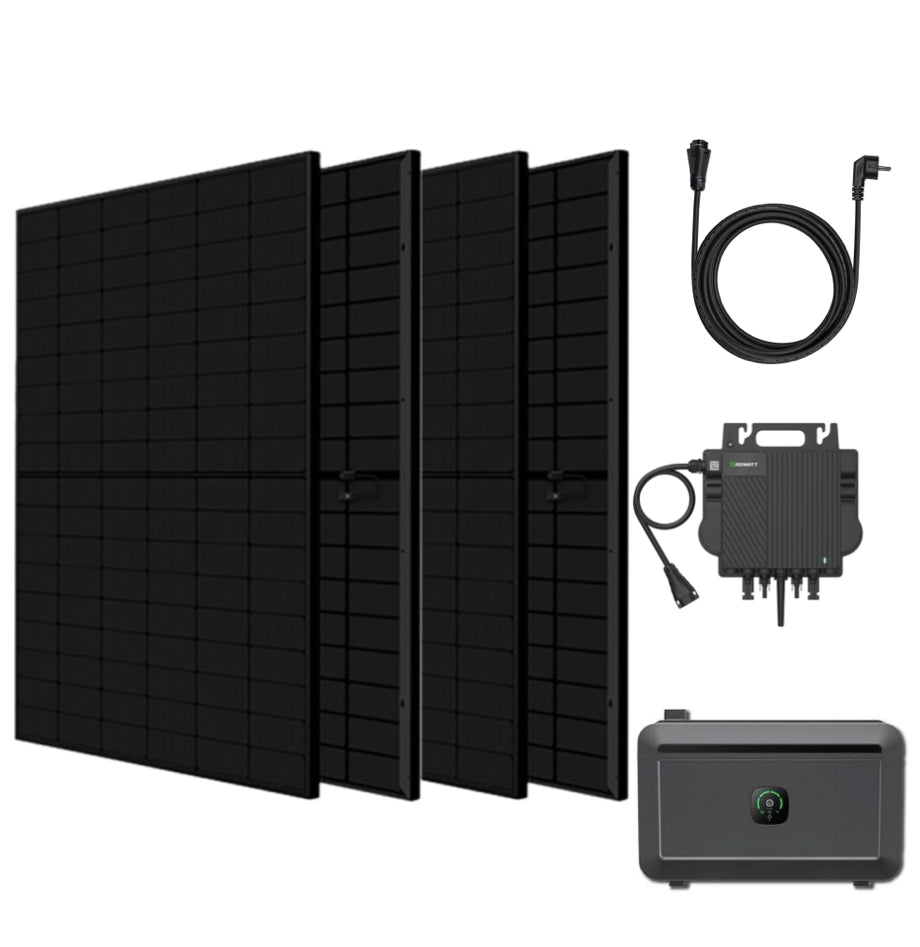 Balkonkraftwerk 1800W mit Speicher/ Wechselrichter 800VA/ Bifaziale Module